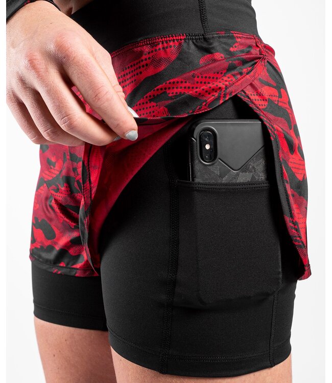 Venum Defender 2.0 Hybrid Kompressionsshorts Frauen Schwarz Rot
