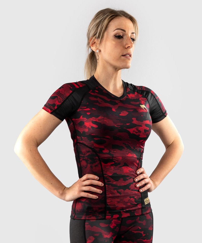 Venum Venum Defender Rash Guard S / S Damen Schwarz Rot