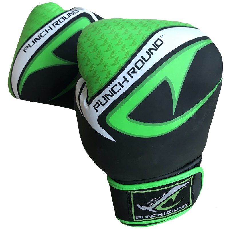 PunchR™  Punch Round No-Fear Boxing Gloves Kids Black Green