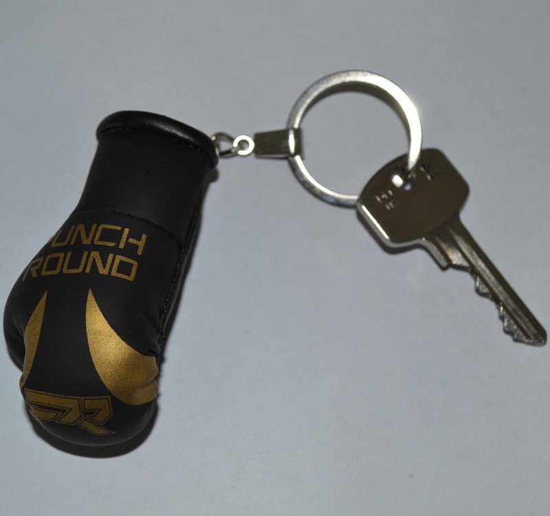 PunchR™  Punch Round Boxing Glove Keyring Black Gold