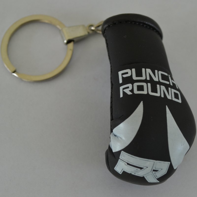 PunchR™  Punch Round Boxhandschuh Schlüsselring Schwarz Weiss