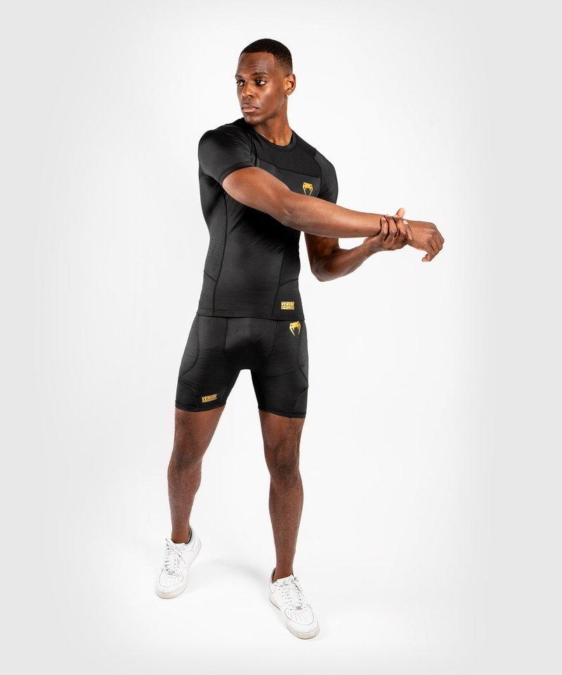 Venum Venum Rash Guard G-Fit K/A Kompressions Shirt Schwarz Gold