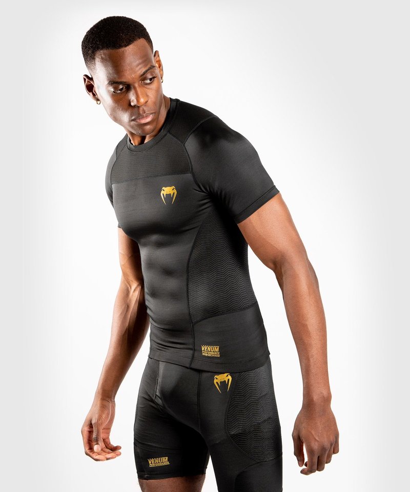 Venum Venum Rash Guard G-Fit K/A Kompressions Shirt Schwarz Gold