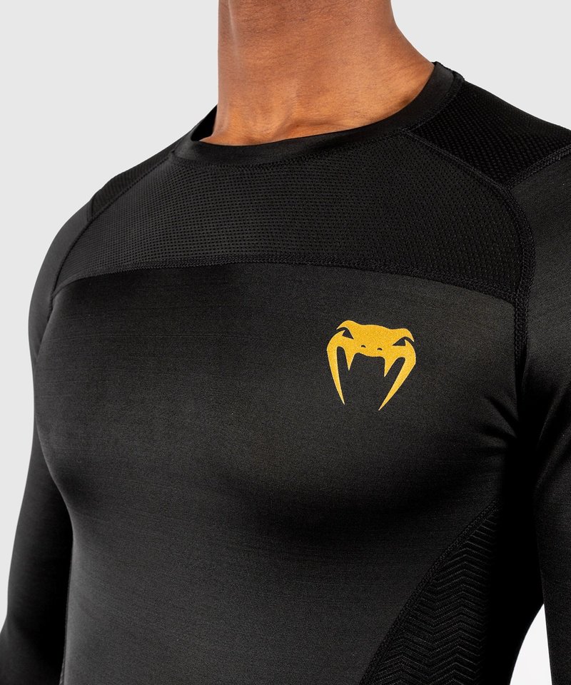 Venum Venum Rashguard G-Fit Compression Shirt L/S Zwart Goud