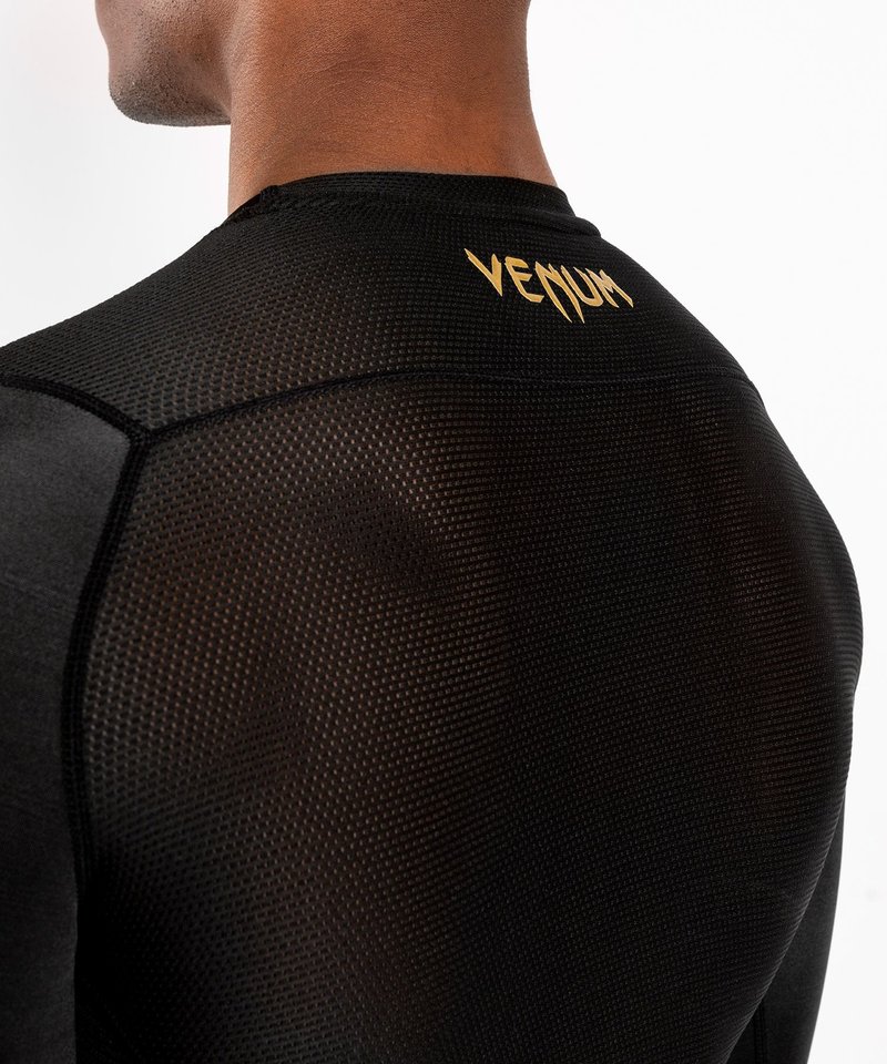 Venum Venum Rashguard G-Fit Compression Shirt L/S Zwart Goud