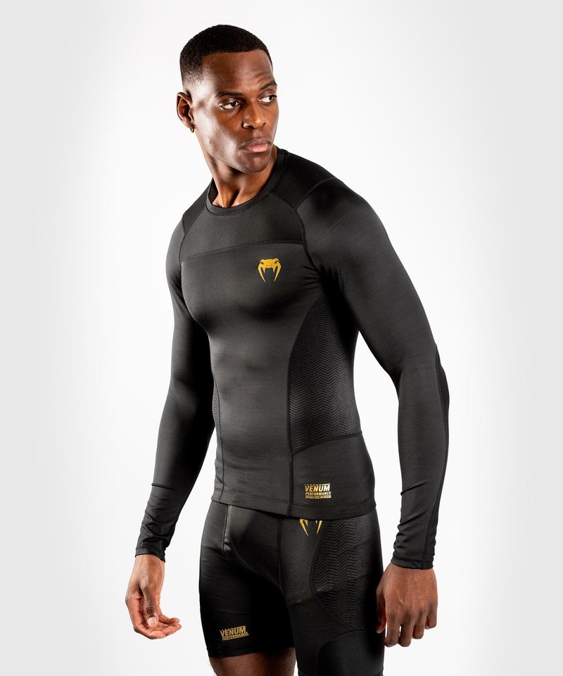 Venum Venum Rash Guard Compression Shirt G-Fit L/S Black Gold