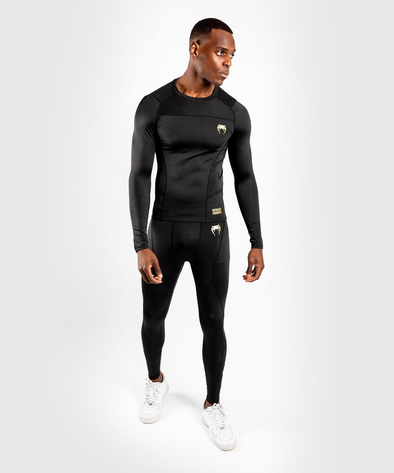 Venum Legging G-Fit Compression Pants Black Gold - FIGHTWEAR SHOP