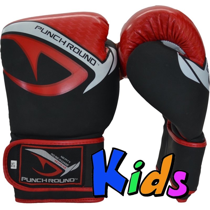PunchR™  Punch Round No-Fear Boxhandschuhe Kinder Schwarz Rot