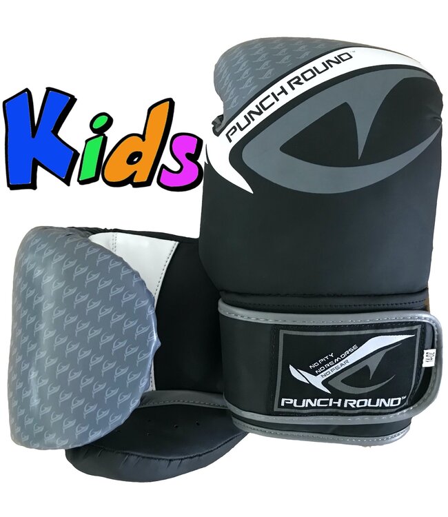 PunchR™  Punch Round No-Fear Boxing Gloves Kids Black Grey