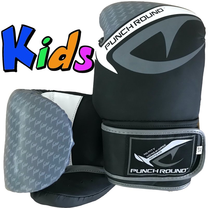 PunchR™  Punch Round No-Fear Boxhandschuhe Kinder Schwarz Grau