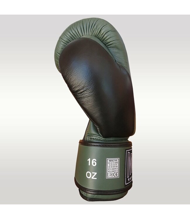 MUAY Premium Lederboxhandschuhe Schwarz Armeegrün