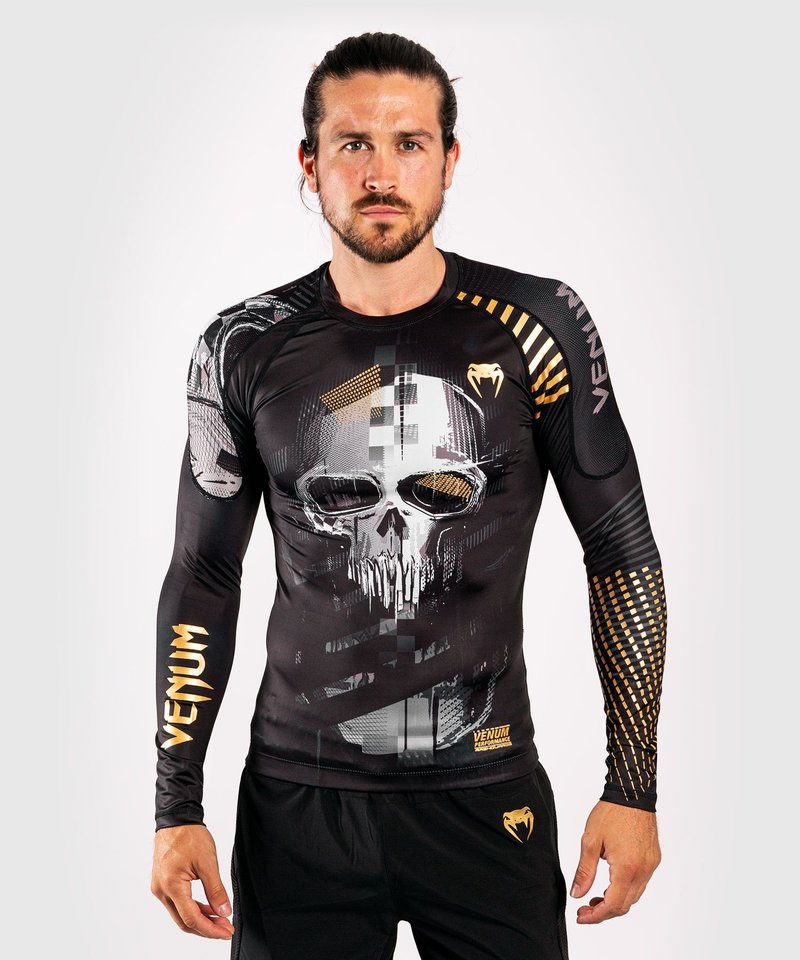 Venum Venum SKULL Rash Guards L/S Black Gold Venum Clothing