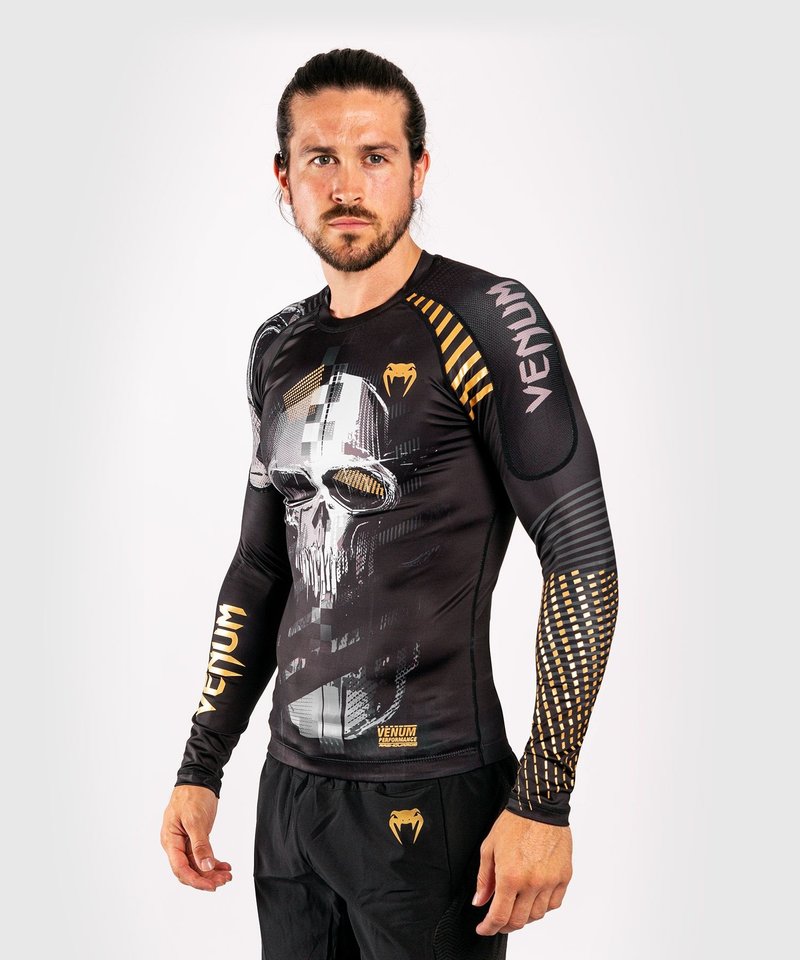 Venum Venum SKULL Rash Guards L/S Black Gold Venum Clothing