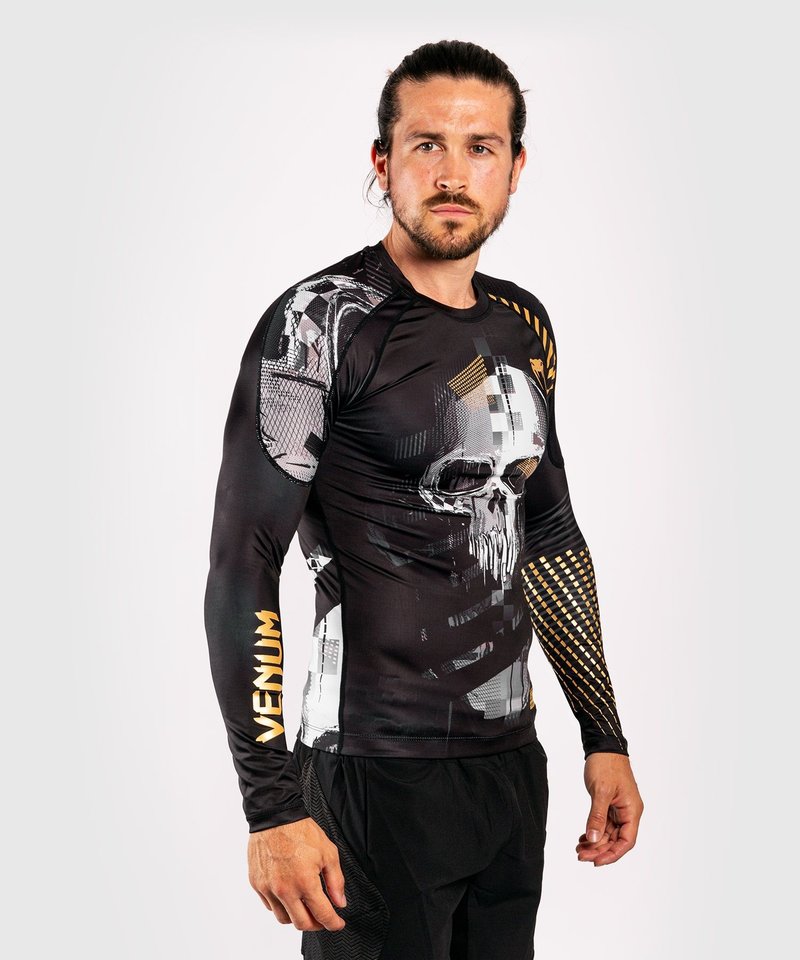 Venum Venum SKULL Rash Guards L/S Black Gold Venum Clothing