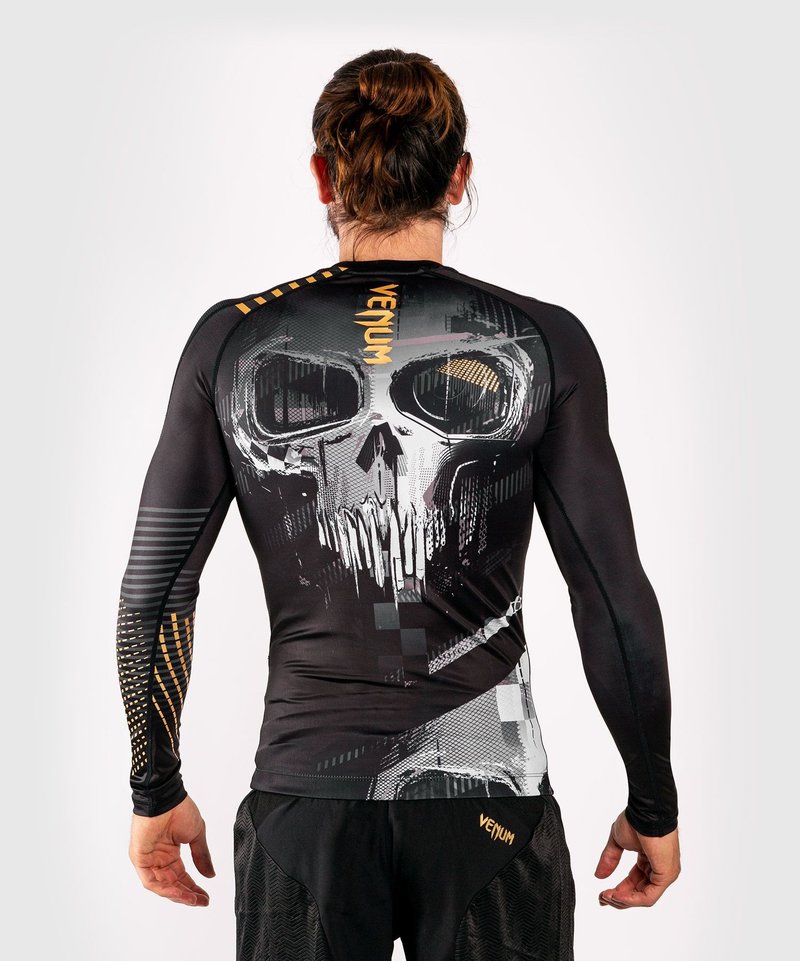 Venum Venum SKULL Rash Guards L/S Black Gold Venum Clothing