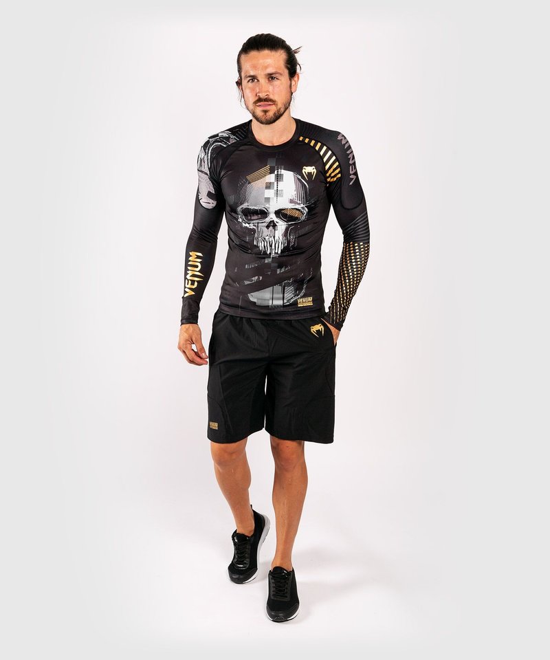 Venum Venum SKULL Rash Guards L / S Schwarzgold Venum Kleidung