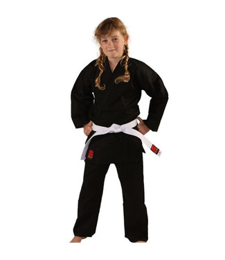 Essimo Karate suit Kensu Black Karate Gi with white belt