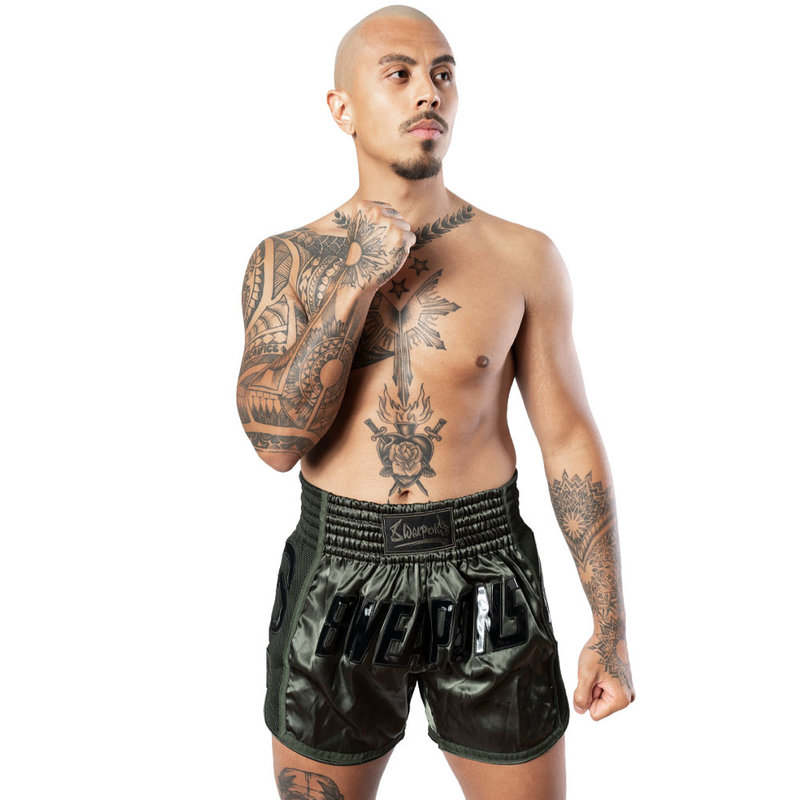 8 Weapons 8 Wapens Muay Thai Short Carbon Noir Olive Green