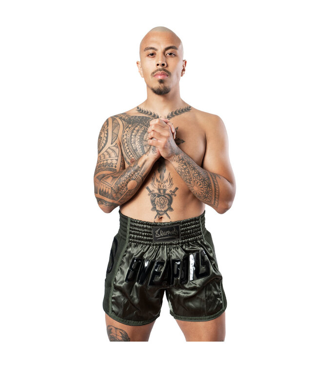 8 WEAPONS Muay Thai Short Carbon Noir Olive Green