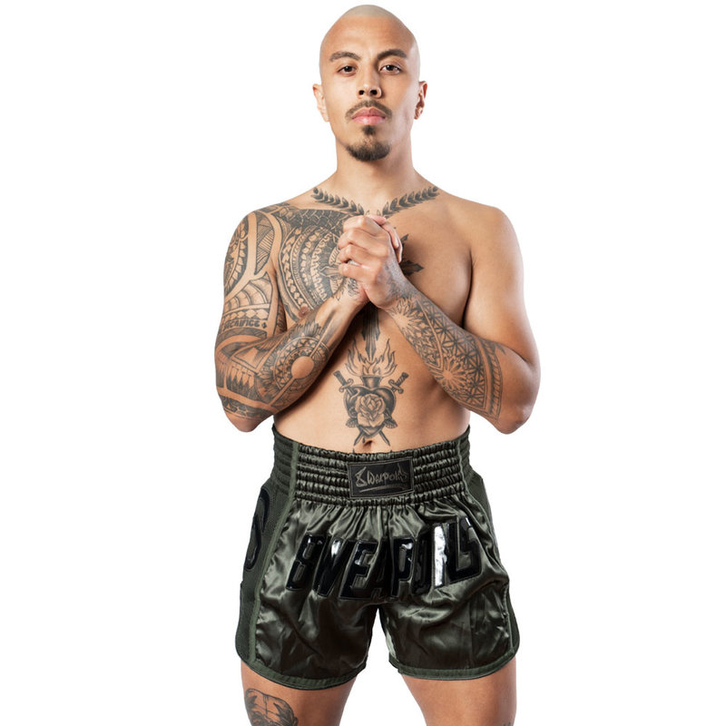 8 Weapons 8 Wapens Muay Thai Short Carbon Noir Olive Green