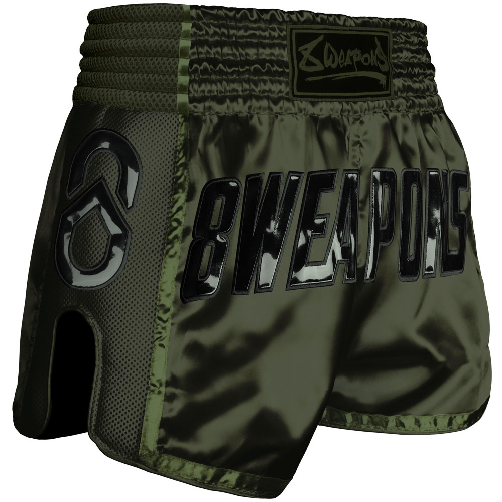 8 Wapens Muay Thai Short Carbon Noir Olive Green - Fightwear Shop