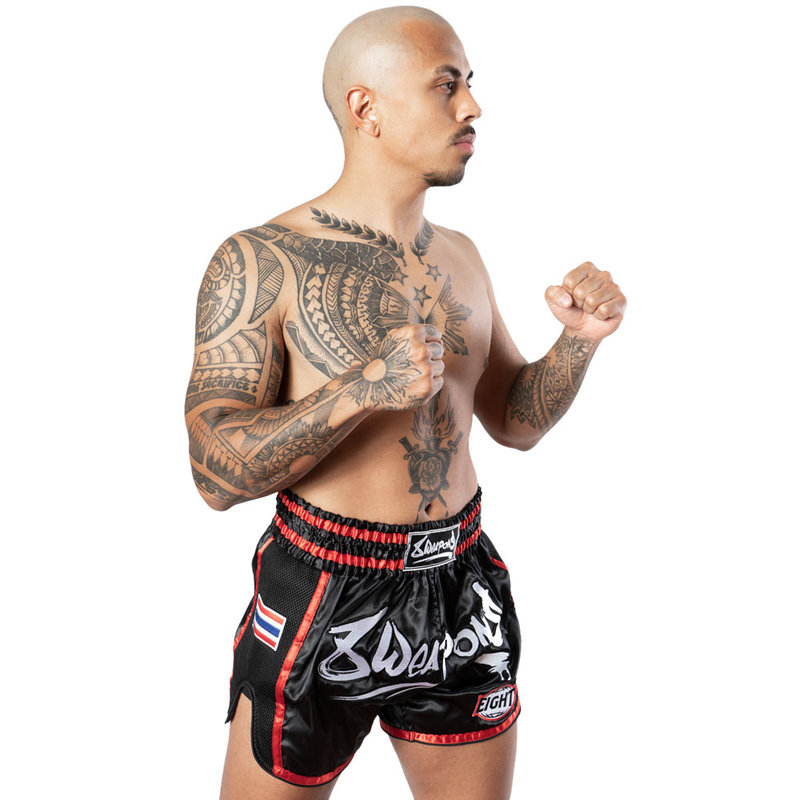 8 Weapons 8 Weapons Muay Thai Short Super Mesh Zwart Rood