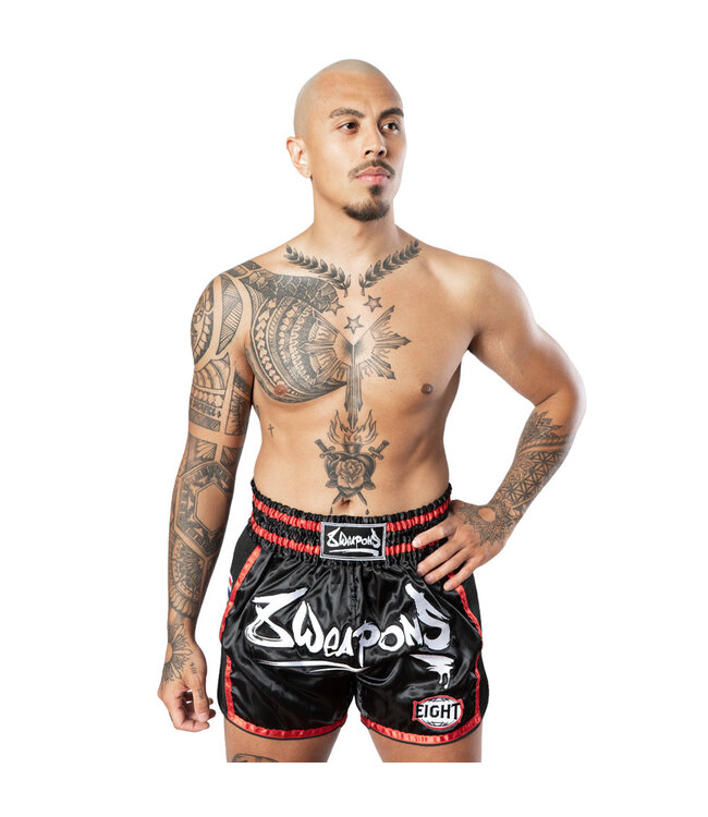 8 Weapons 8 Weapons Muay Thai Short Super Mesh Zwart Rood