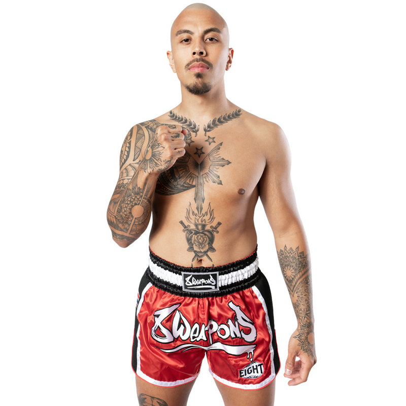 8 Weapons 8 Wapens Muay Thai Short Super Mesh Red Black