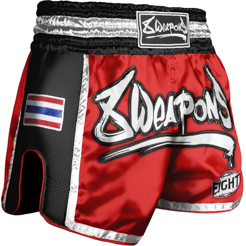 8 Weapons 8 Weapons Muay Thai Short Super Mesh Rot Schwarz