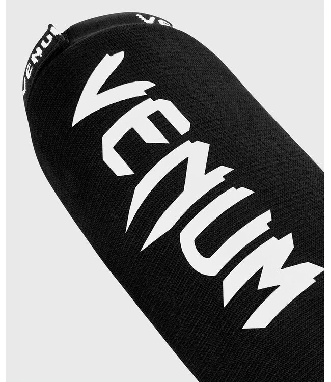 Venum Kontact Shin Guards Without Foot Black/White for Kickboxing, Muay Thai & MMA