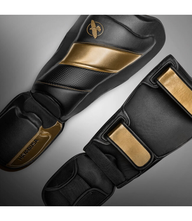 Hayabusa T3 Schienbeinschoner Kickboxen Schwarz Gold