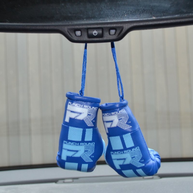 PunchR™  Punch Round Mini Carhanger Boxing Gloves Blue White