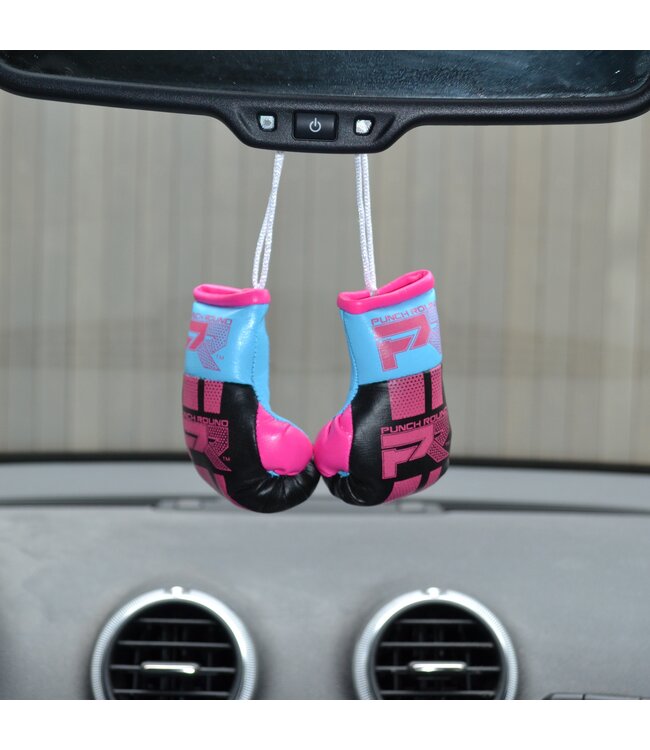Punch Round Mini Carhanger Boxhandschuhe Schwarz Rosa Blau