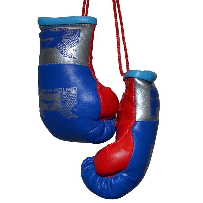 PunchR™  Punch Round Mini Carhanger Boxing Gloves Blue Silver Red