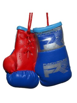 PunchR™  Punch Round Mini Carhanger Boxing Gloves Blue Silver Red