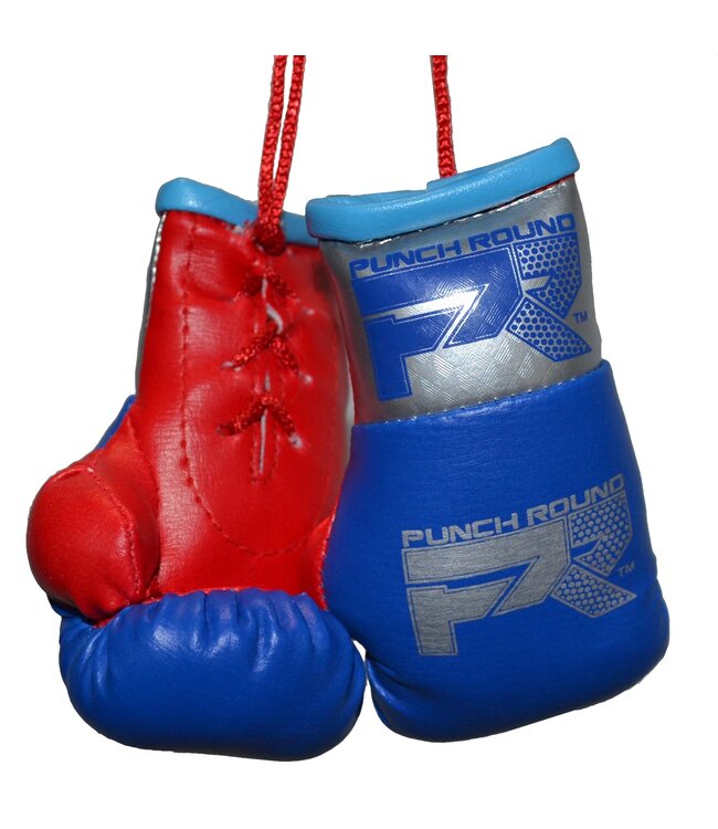 PunchR™  Punch Round Mini Carhanger Boxing Gloves Blue Silver Red
