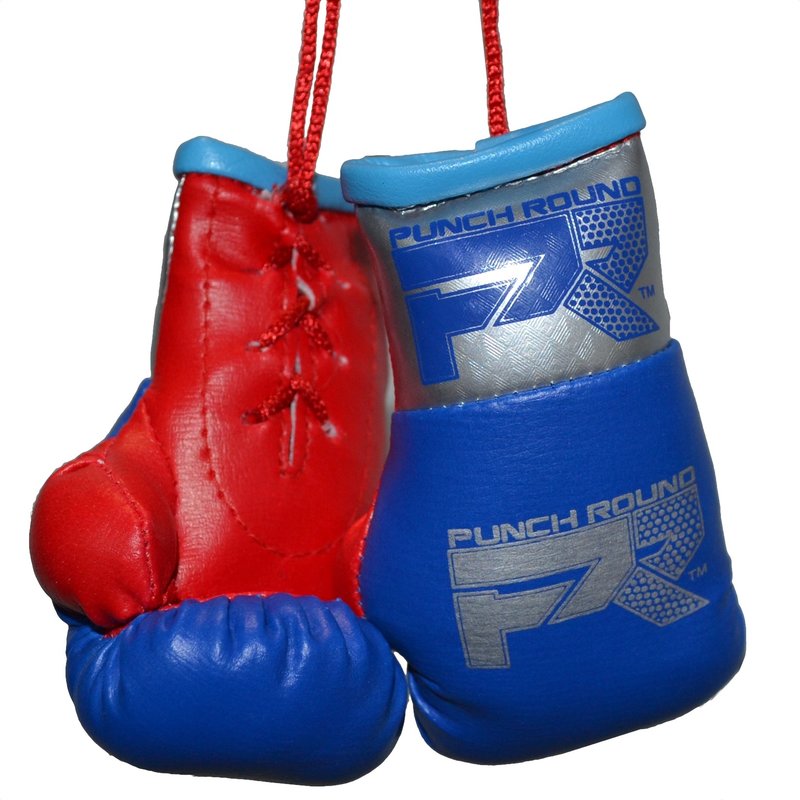 PunchR™  Punch Round Mini Carhanger Boxing Gloves Blue Silver Red