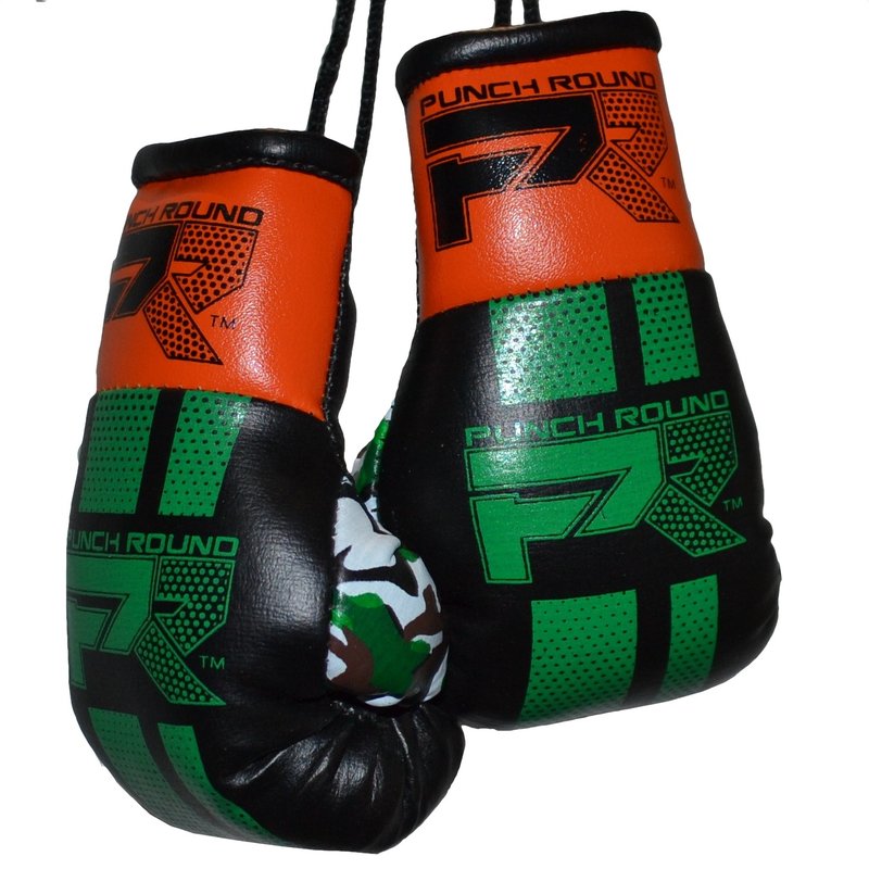 PunchR™  Punch Round Mini Carhanger Boxing Gloves Black Green Orange