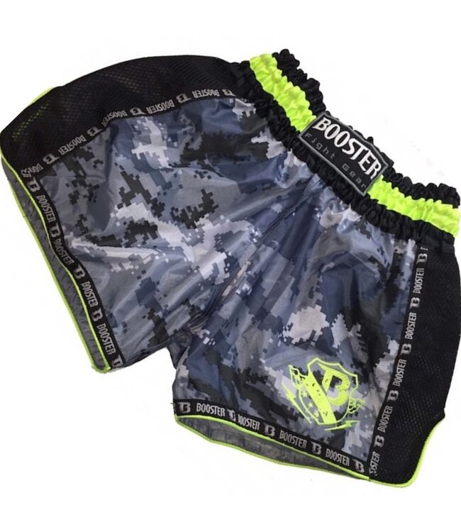 Booster Muay Thai Short TBT Pro 4.21 Camo Grau Gelb