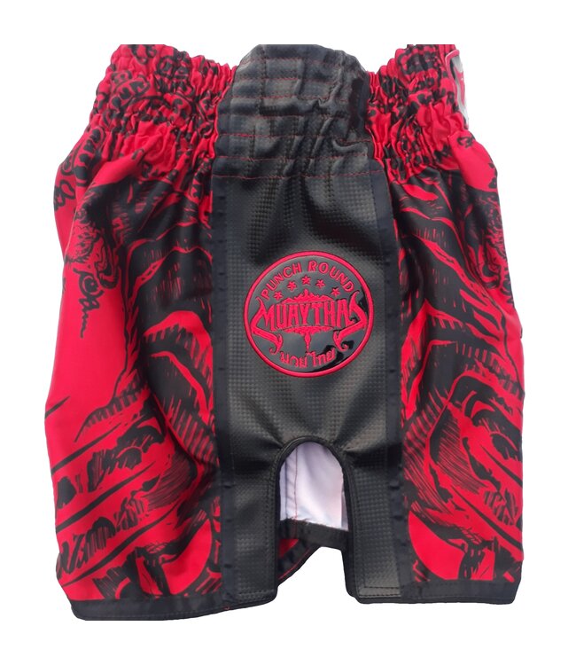 PunchR Sak Yant Tiger Muay Thai Shorts Red Black