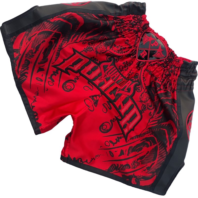 PunchR™  Punch Round ™ Sak Yant Tiger Muay Thai Kurzes Rot Schwarz