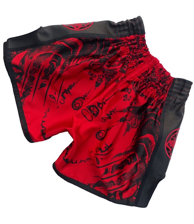 PunchR Sak Yant Tiger Muay Thai Shorts Rot Schwarz
