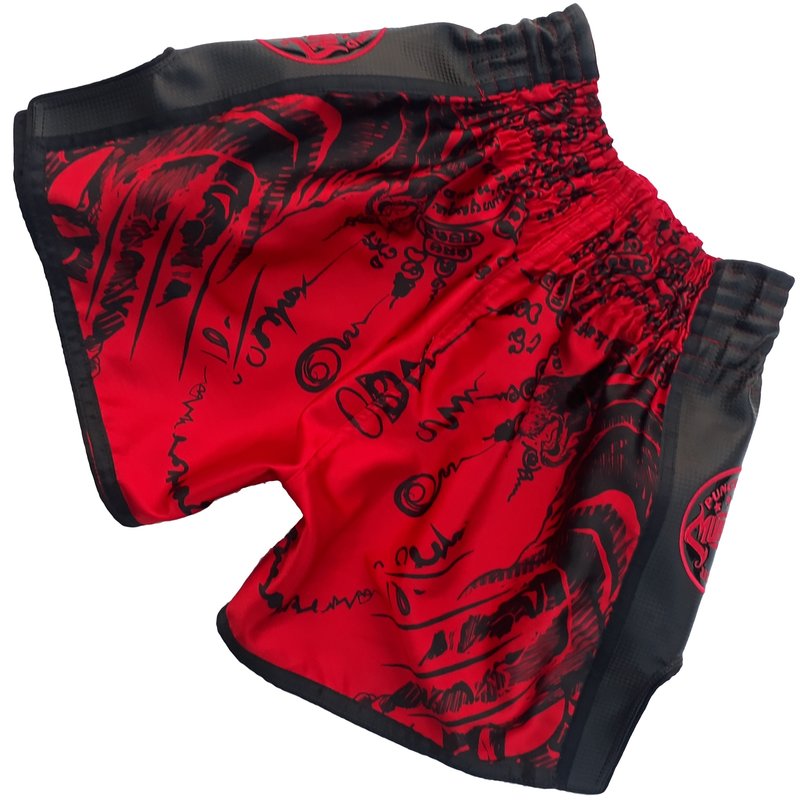 PunchR™  Punch Round ™ Sak Yant Tiger Muay Thai Kurzes Rot Schwarz