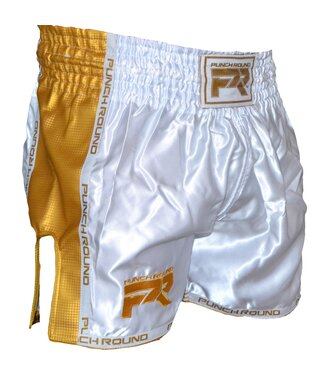 PunchR™  PunchR Kickboks Muay Thai Shorts Carbon Wit Goud