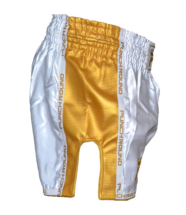 Punch Round™ Muay Thai Shorts Carbon White Gold