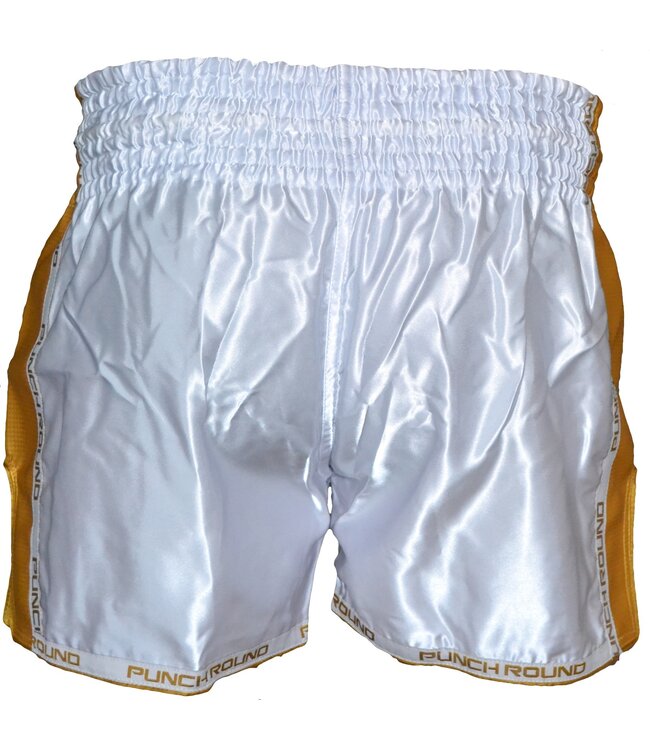 Punch Round™ Muay Thai Shorts Carbon Weiss Gold