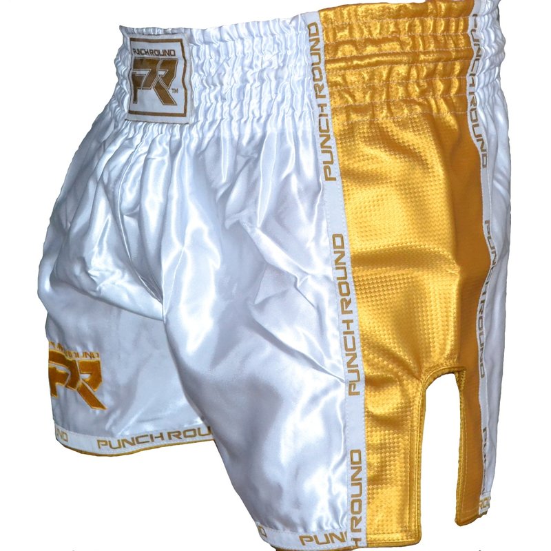 PunchR™  Punch Round™ Muay Thai Shorts Carbon White Gold