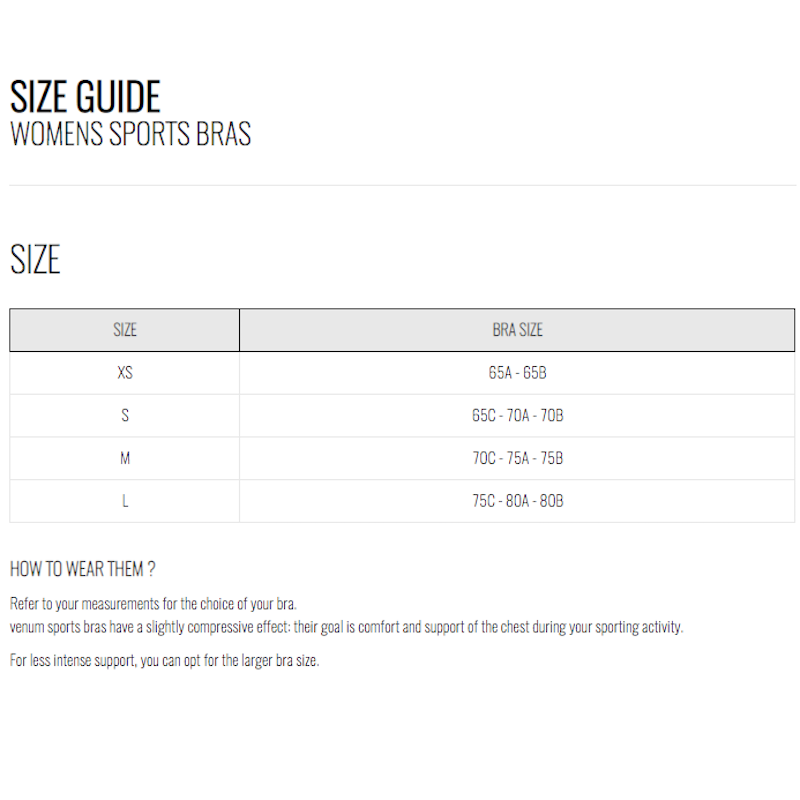 Women's Sports Bra Size Guide