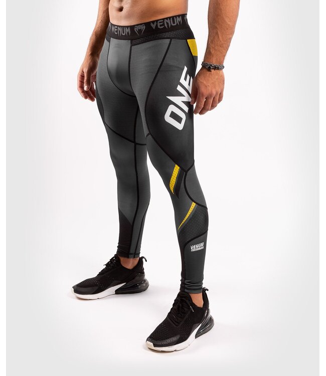 Venum ONE FC Kompression Tights Legging Grau Gelb