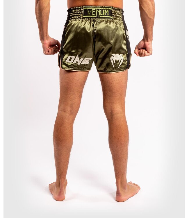 Venum ONE FC Impact Muay Thai Shorts Khaki Schwarz